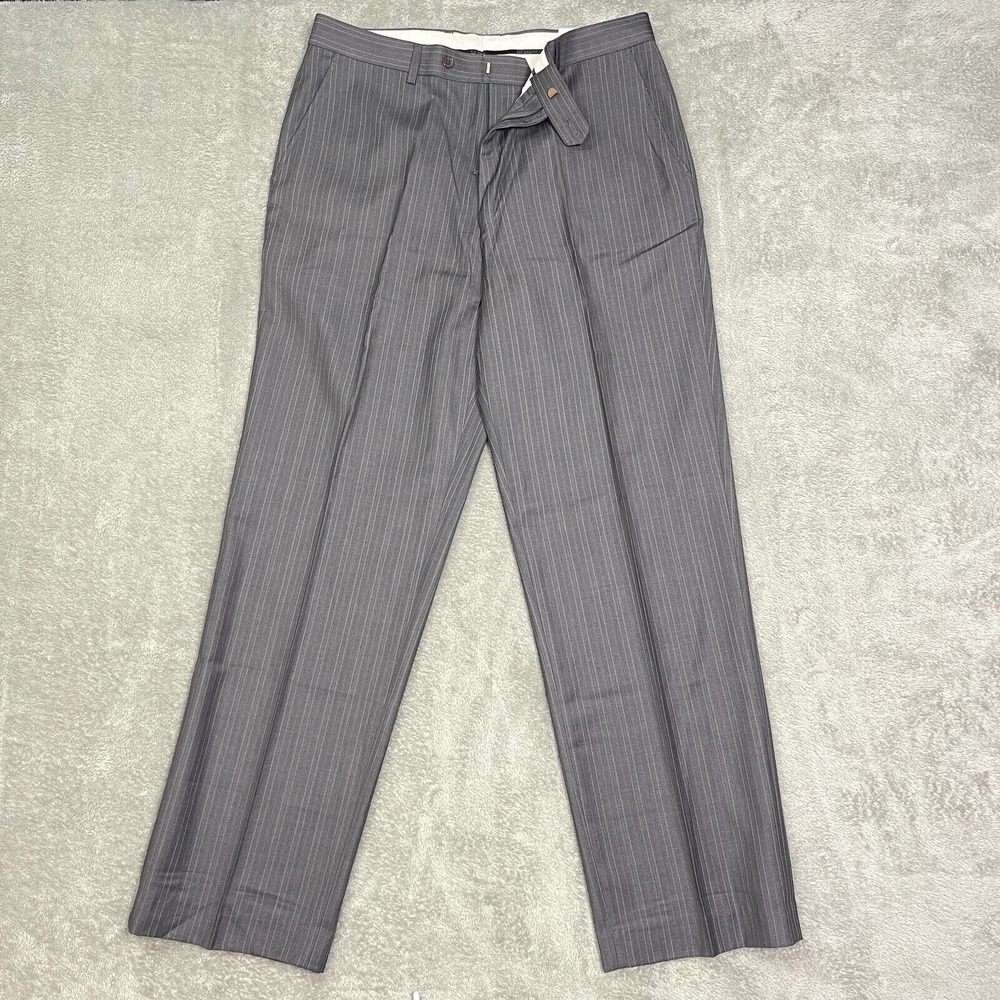 Elite By Eddie Domani Pinstripe Dress Pants Gray 36 32 Formal‎ Outdoor